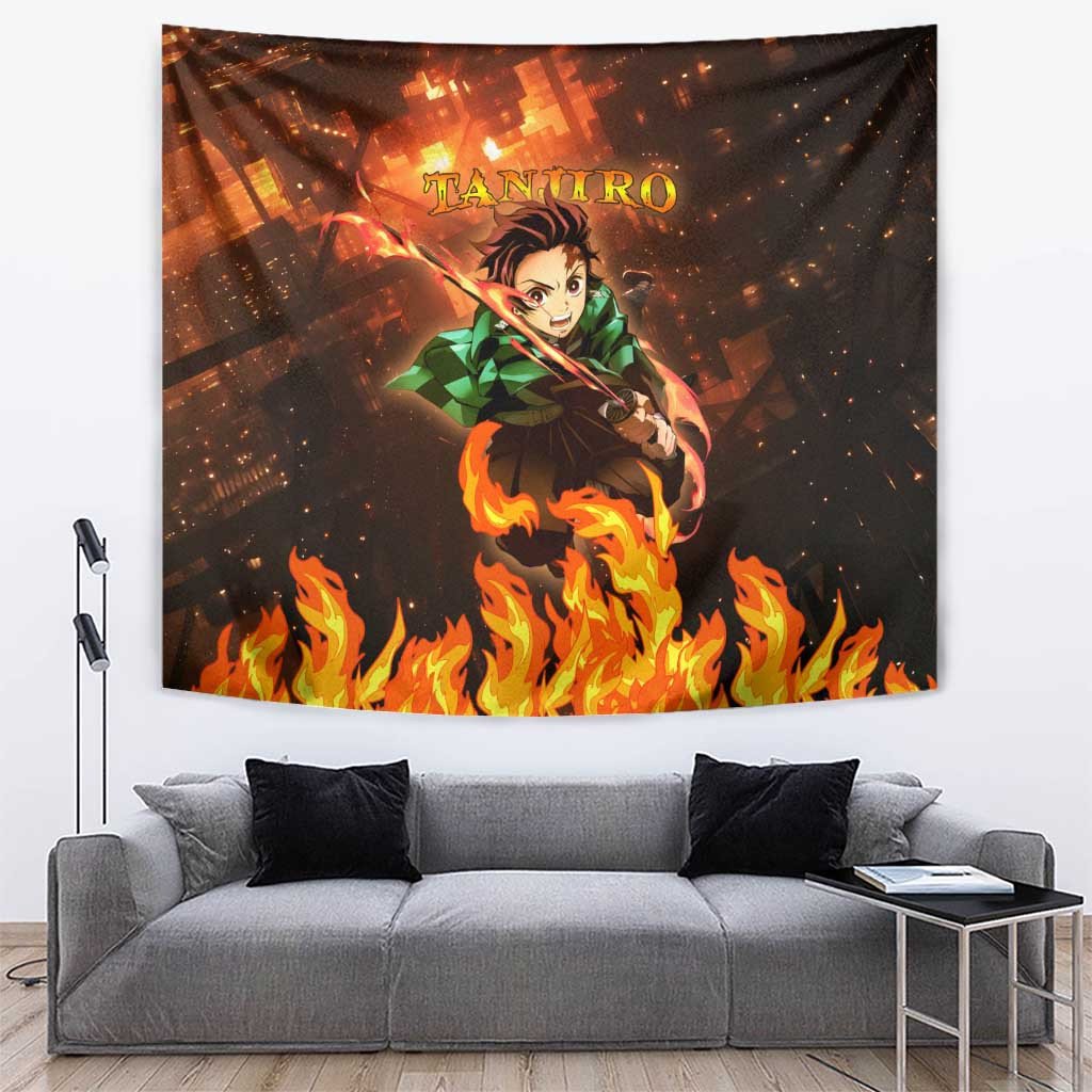 Kamado Tanjiro In Infinity Castle - Demon Slayer Tapestry Anime Style