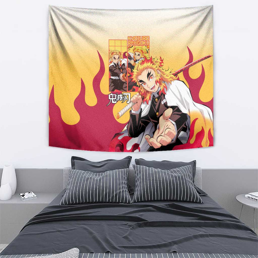 Kyojuro Rengoku V2 Demon Slayer Tapestry Anime Style
