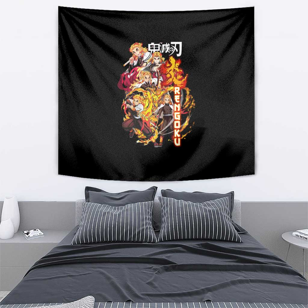 Kyojuro Rengoku V3 Demon Slayer Tapestry Anime Style