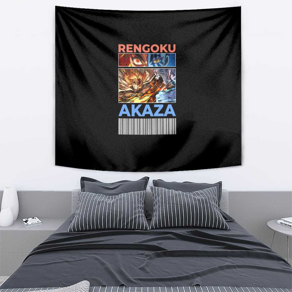 Kyojuro Rengoku Vs Akaza Demon Slayer Tapestry Anime Style