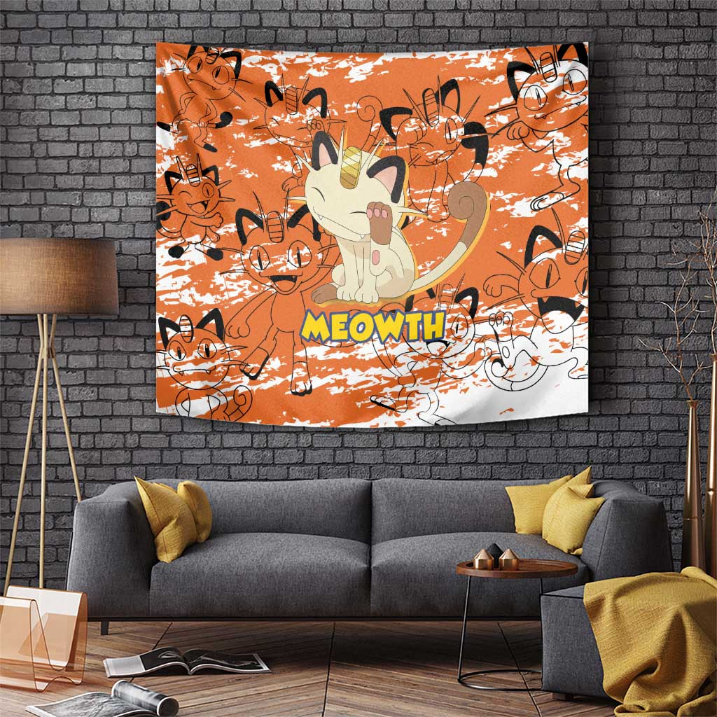 Meowth - Pokemon Tapestry Anime Style