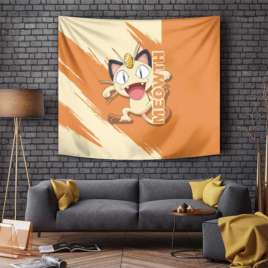 Meowth - Pokemon Tapestry Anime Style