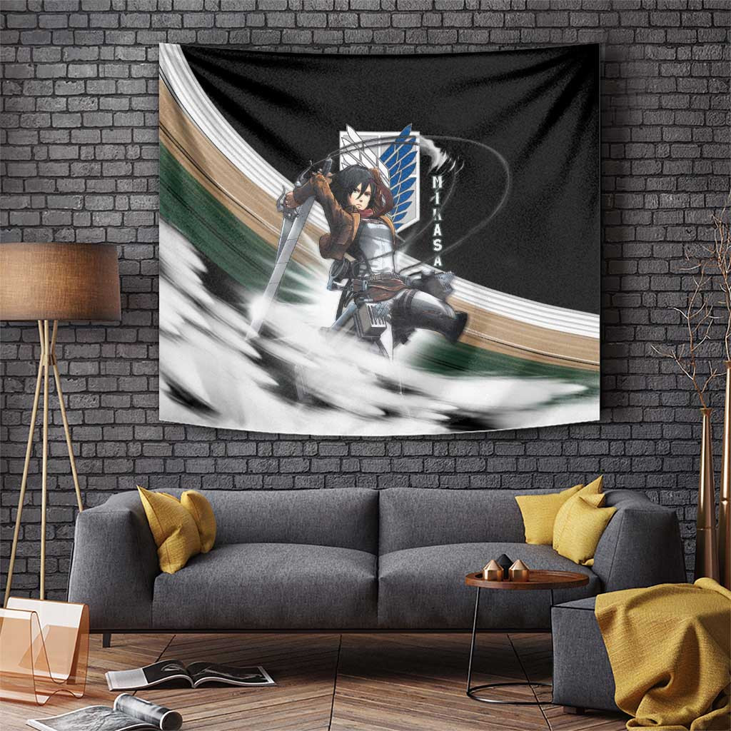 Mikasa Ackerman - Attack On Titan Tapestry Anime Style