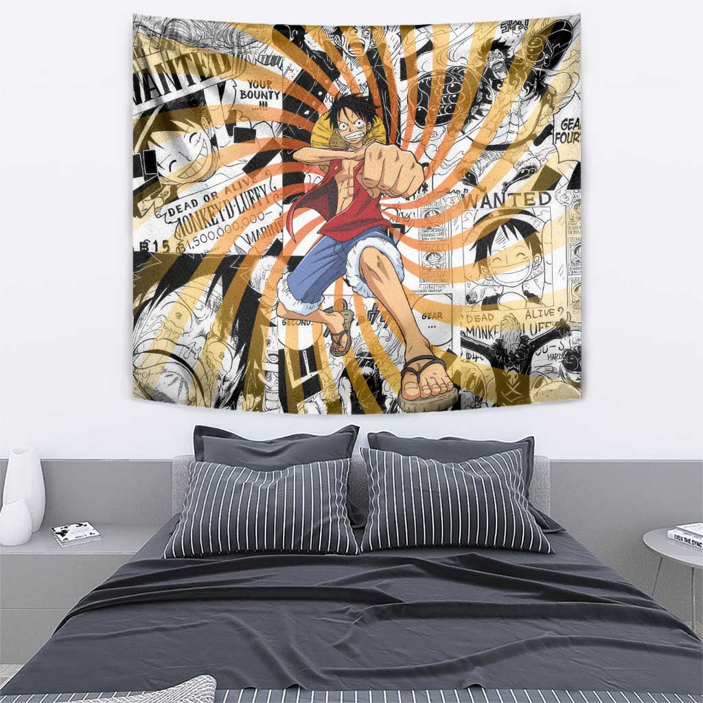 One Piece Blazing Force Luffy Tapestry Anime Mix Manga Style