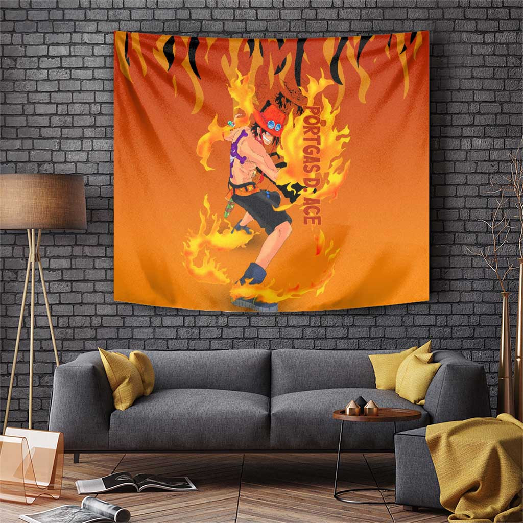 Portgas D Ace - One Piece Tapestry Anime Style