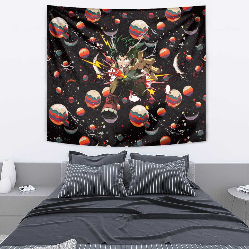 Retro Universe Deku My Hero Academia Tapestry Anime Mid Cosmic Pattern Style