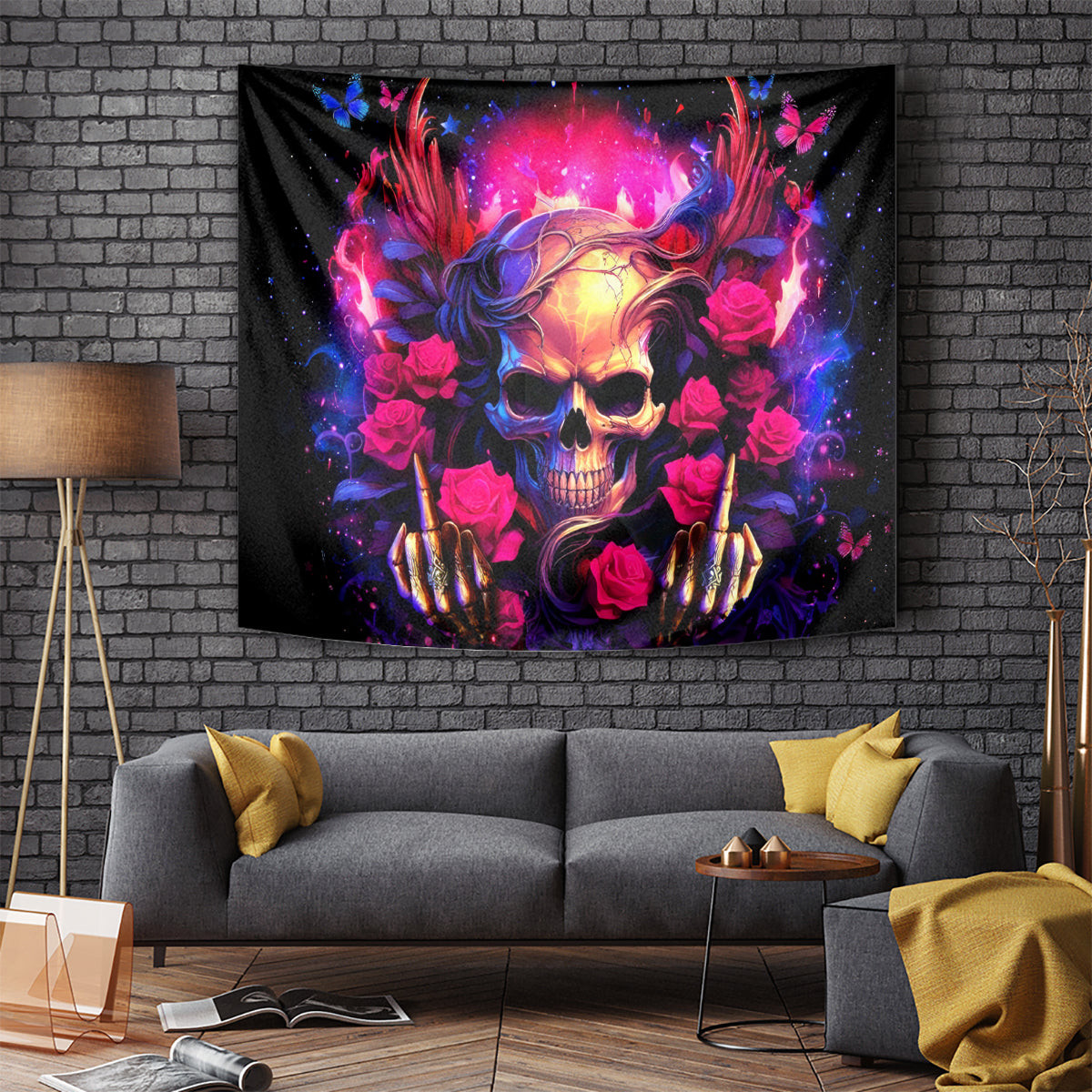 Rose Skull Tapestry No Matter How Much I Try To Be Fucking Nice Dt01