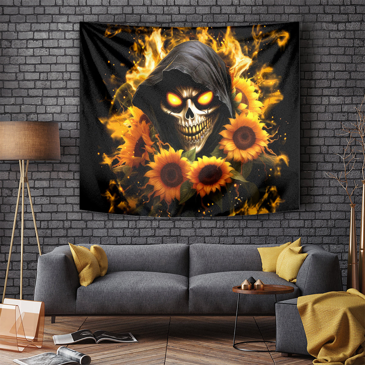 Sunflower Skull Tapestry Assuming I Was Like Most Girls Was Your First Mistake Dt01