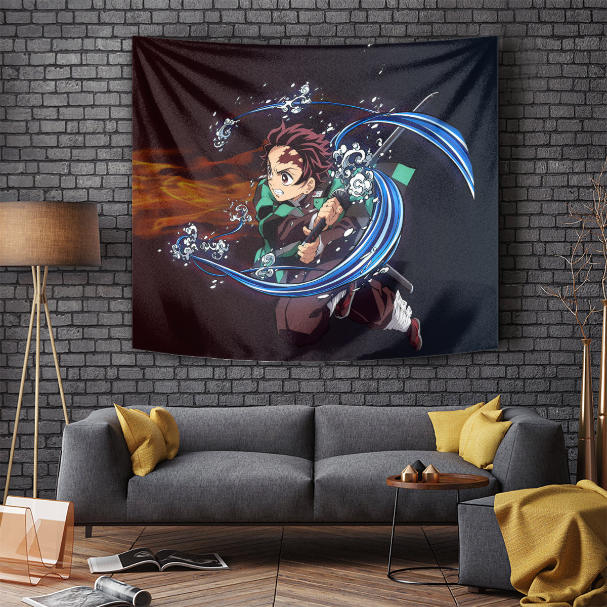 Tanjiro Water And Sun Breathing Demon Slayer Tapestry Anime Style