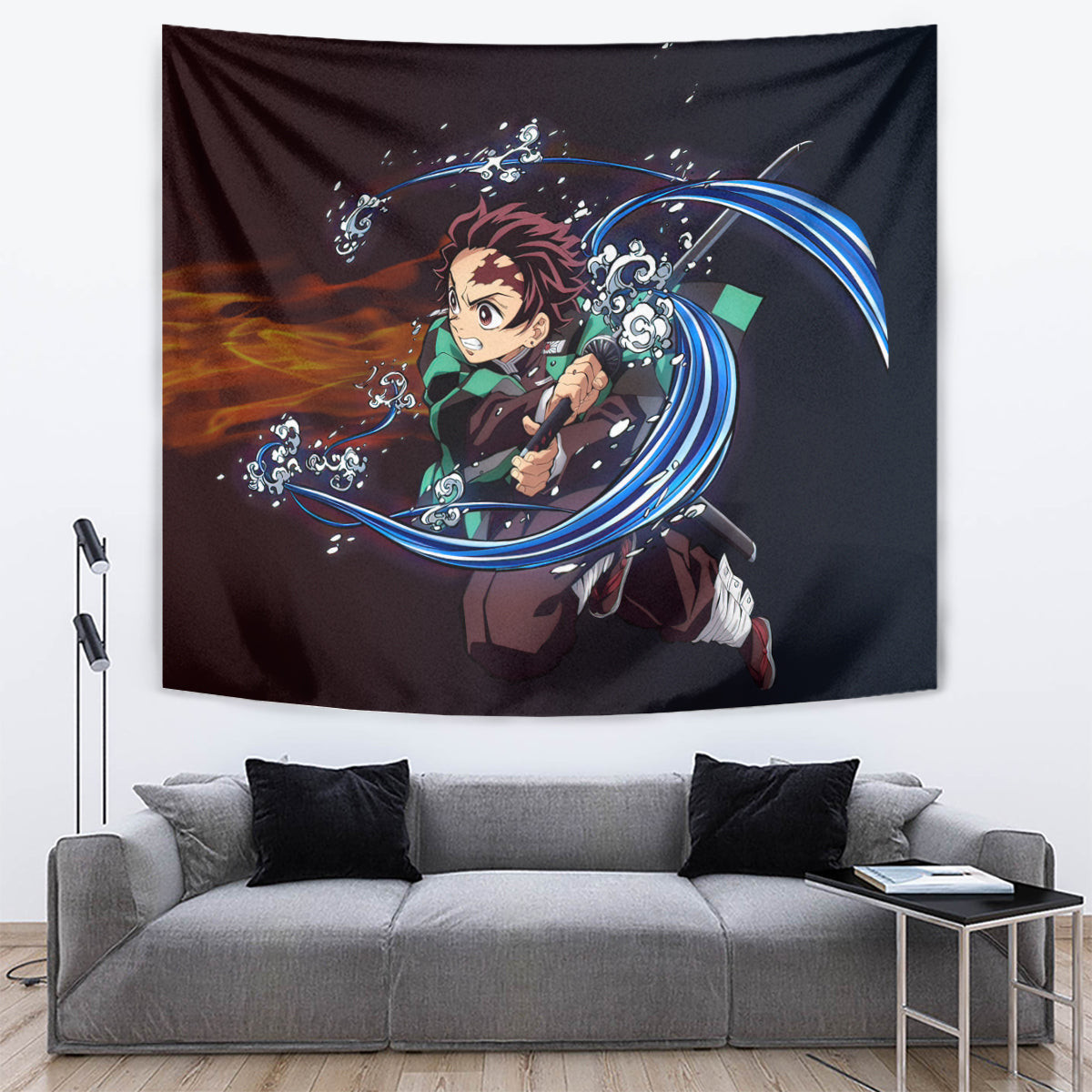 Tanjiro Water And Sun Breathing Demon Slayer Tapestry Anime Style