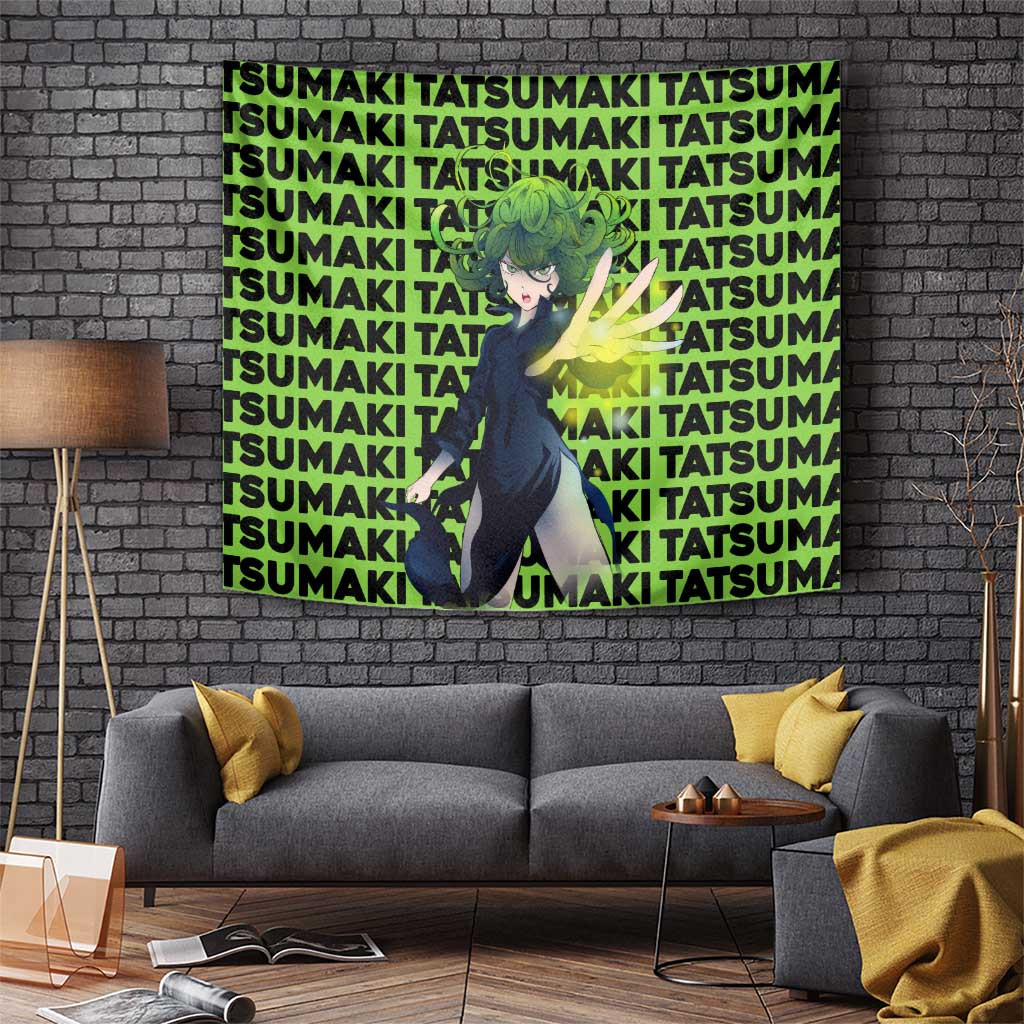 Tatsumaki - One Punch Man Tapestry Anime Text Pattern Style