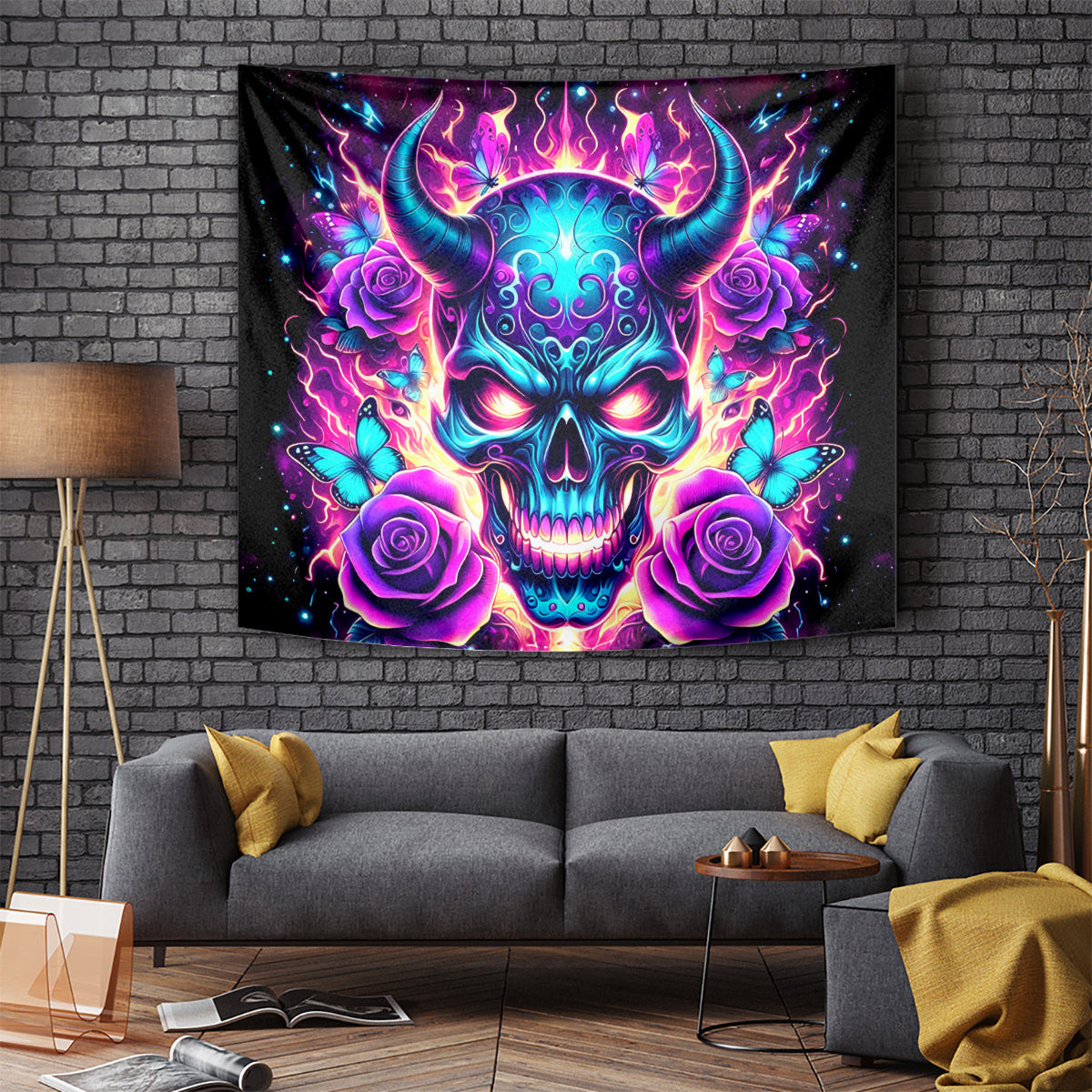 Thunder Skull Tapestry Love Me Like My Demons Do Dt01