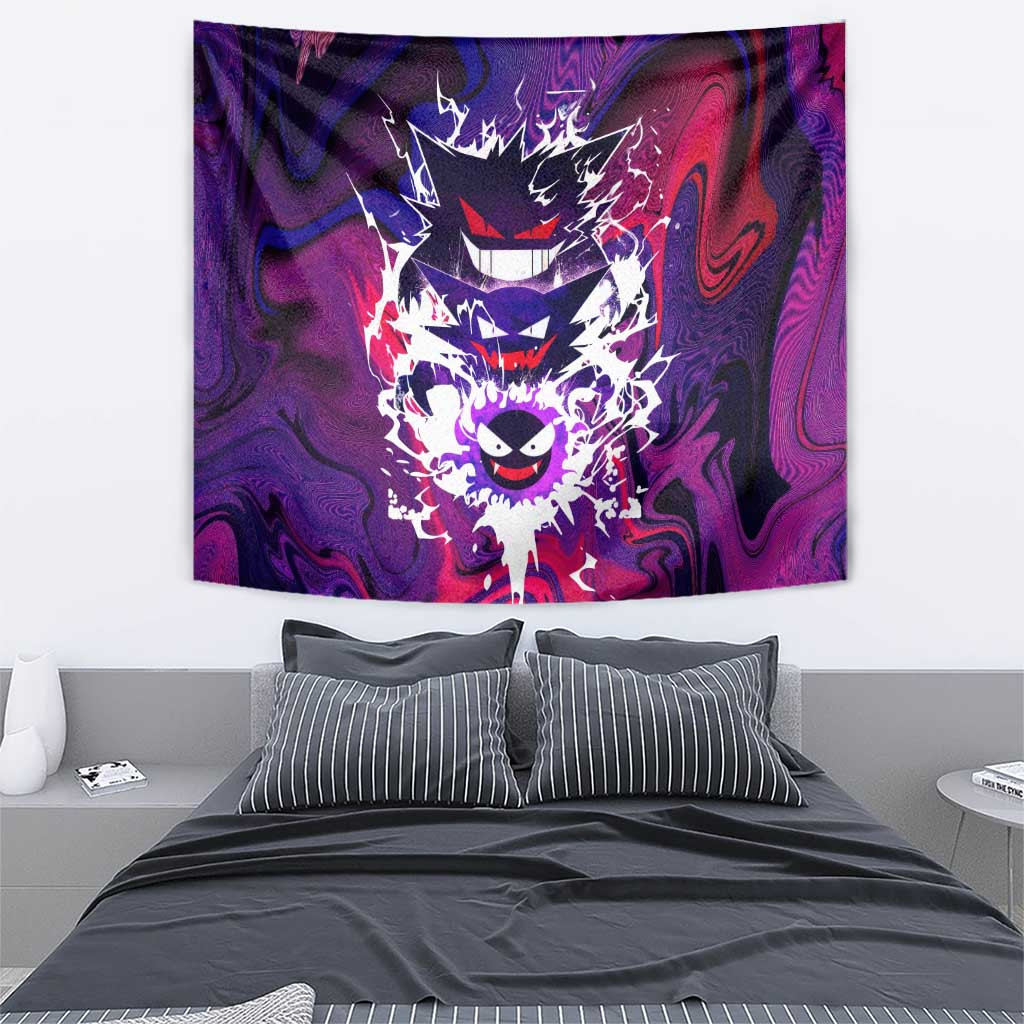 Trippy Ghostly Evolution Ghastly Haunter Gengar Pokemon Tapestry Anime Style