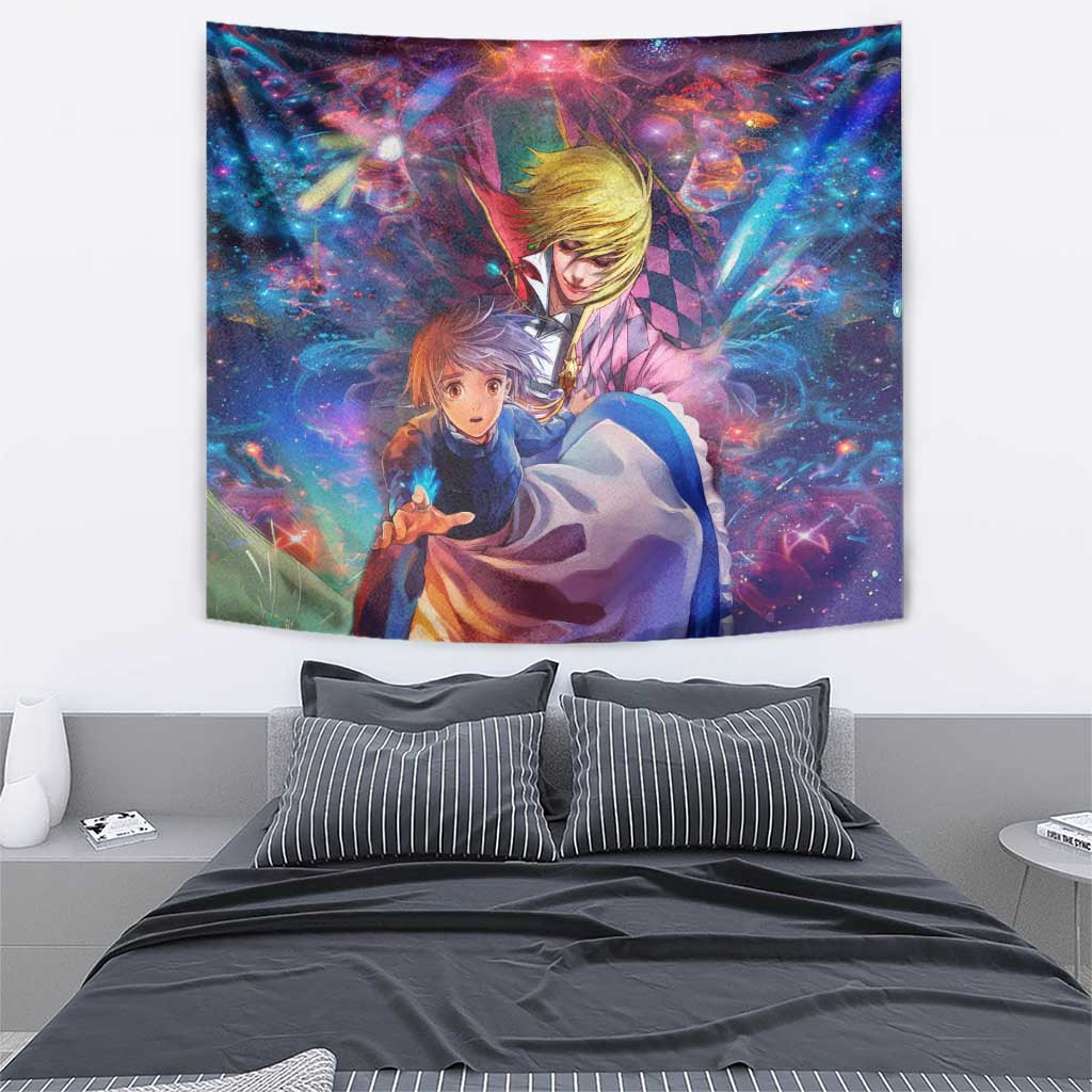 Trippy Howls Moving Castle Studio Ghibli Tapestry Anime Mix With Trippy Style