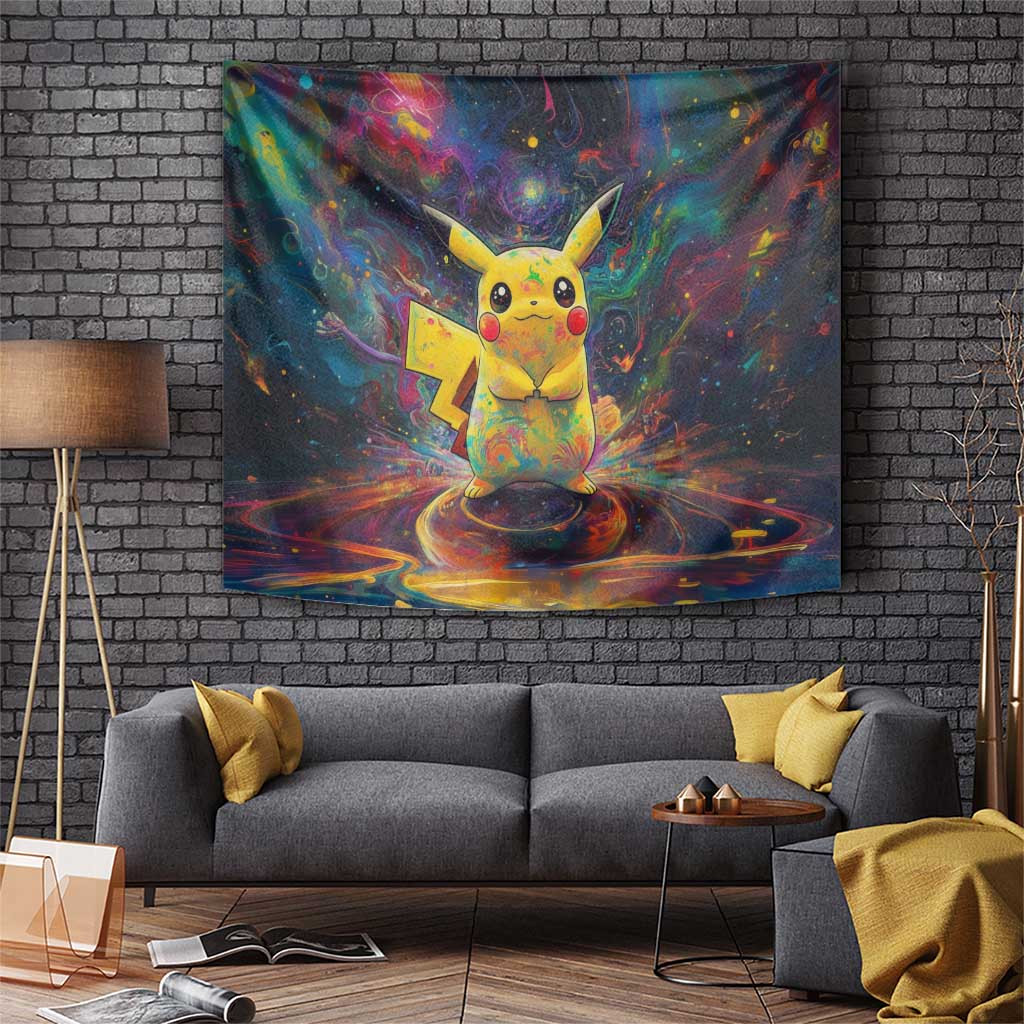 Trippy Pikachu Pokemon Tapestry Anime Style