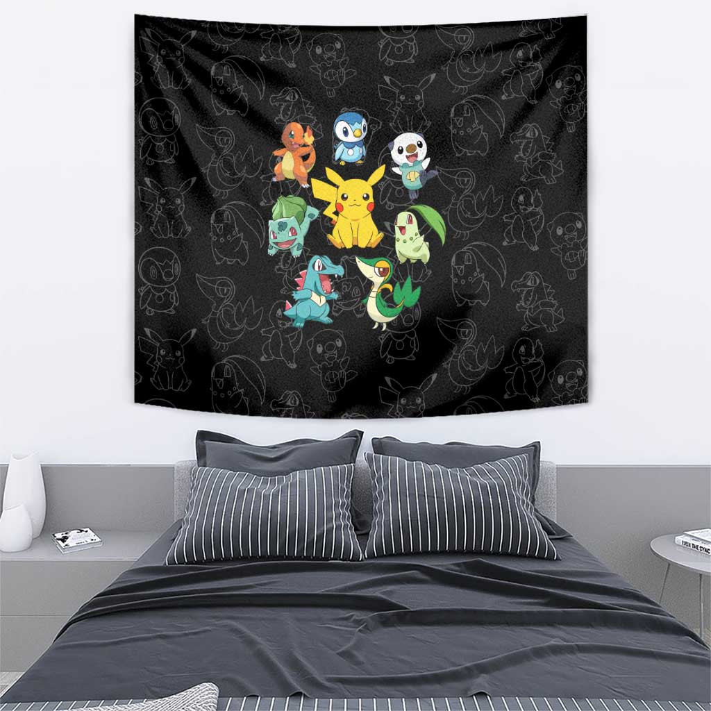 Vibing Pokemon Characters Tapestry Anime Style