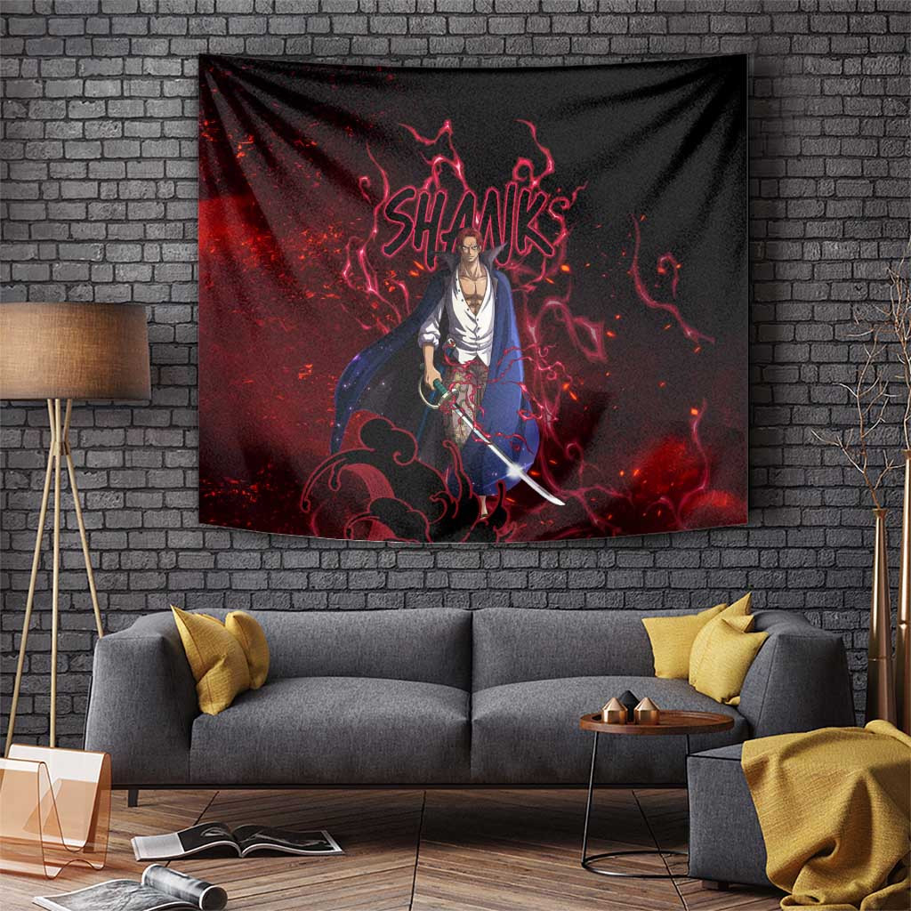 Yonko Shank - Red Hair Pirate - One Piece Tapestry Haki Pattern Anime Style