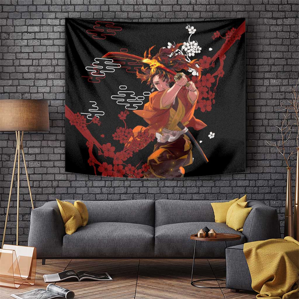 Yoriichi Tsugikuni - Demon Slayer Tapestry Anime Text Pattern Style
