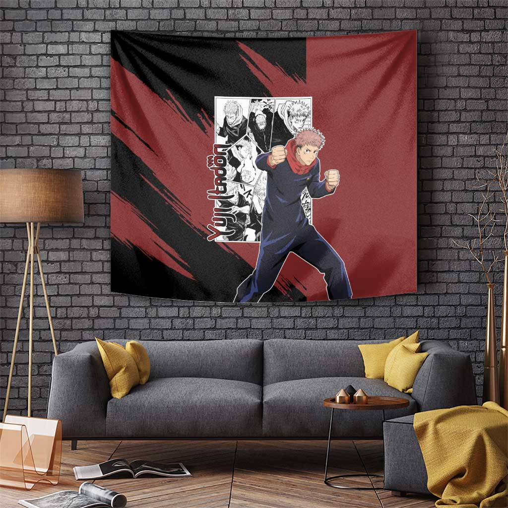Yuji Itadori - Jujustu Kaisen Tapestry Anime Mix Manga Style
