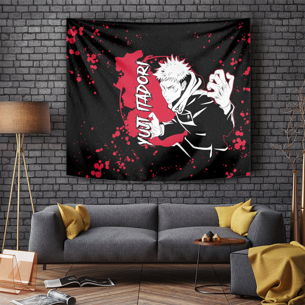 Yuji Itadori Jujutsu Kaisen Tapestry Manga Style Art