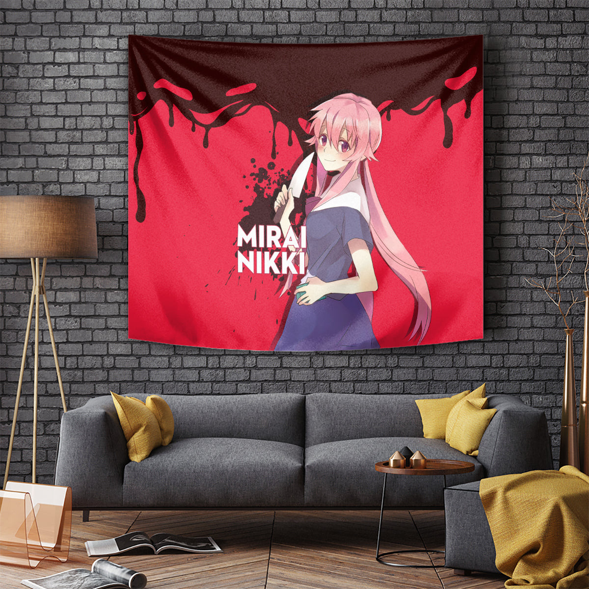 Yuno Gasai Future Diary Mirai Nikki Tapestry Anime Style