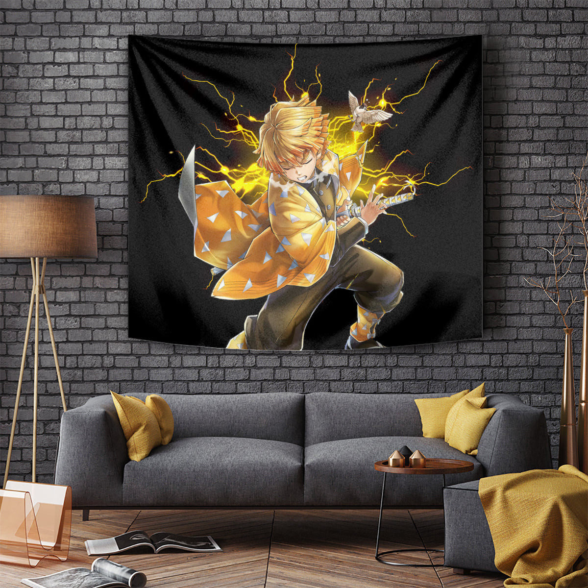 Zenitsu Agatsuma Demon Slayer Tapestry Anime Mix Manga Style