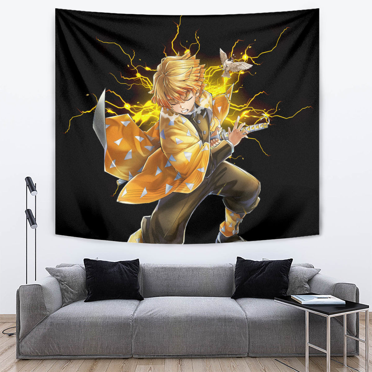 Zenitsu Agatsuma Demon Slayer Tapestry Anime Mix Manga Style