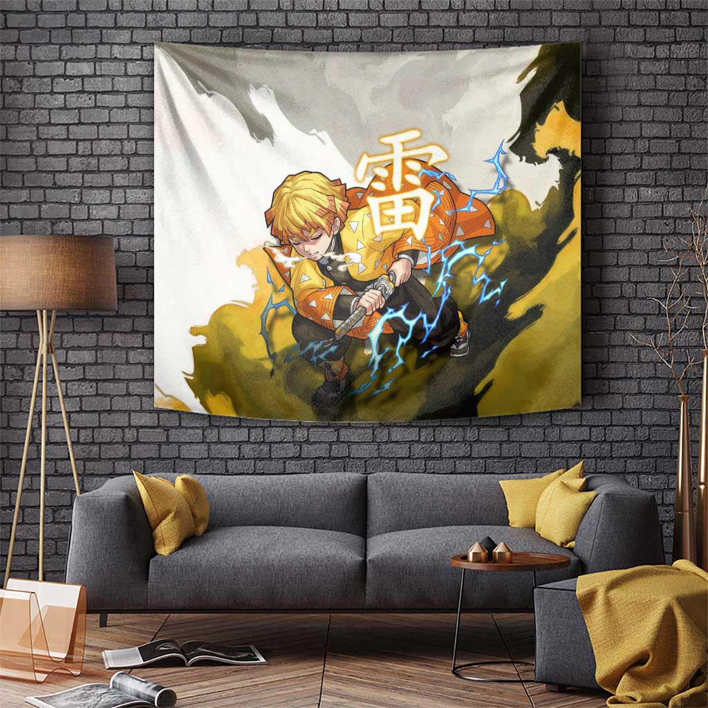 Zenitsu Agatsuma - Demon Slayer Tapestry Anime Style