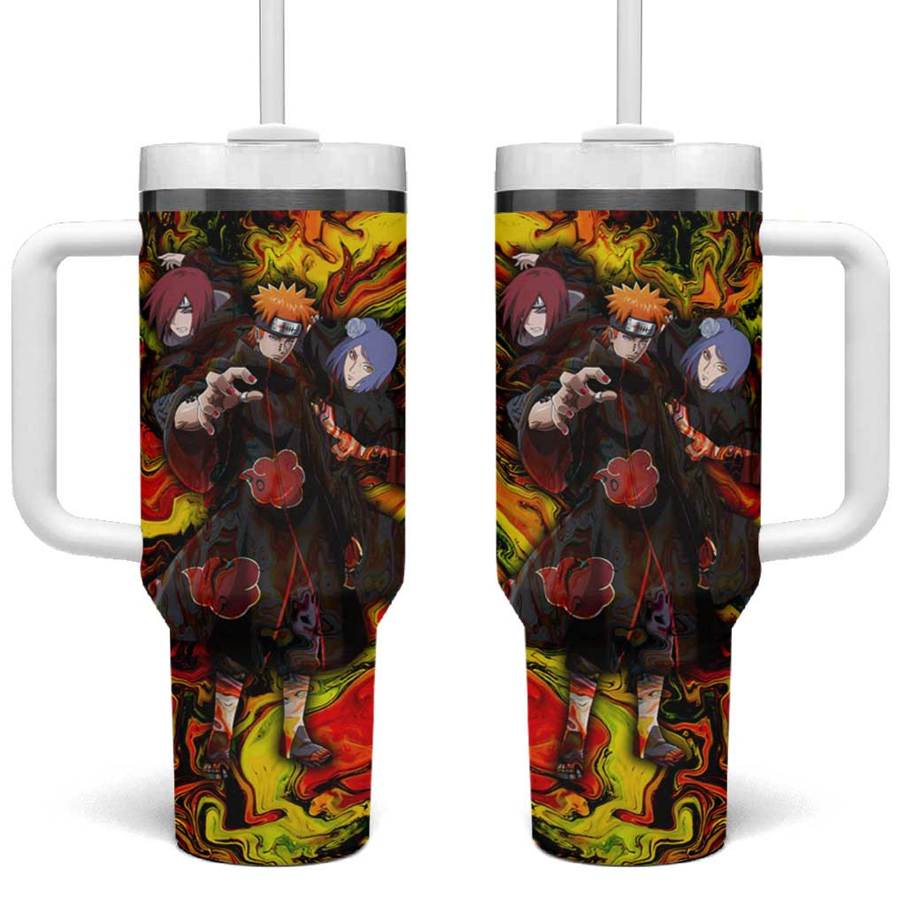 Akatsuki Naruto Tumbler With Handle With Pain Konan And Abstract Lava Swirl Background