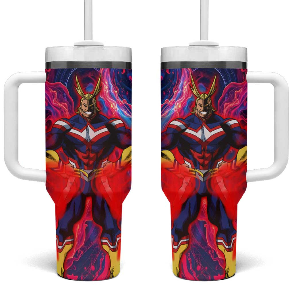 All Might My Hero Academia Tumbler With Handle With Explosive Red Blue Energy Burst