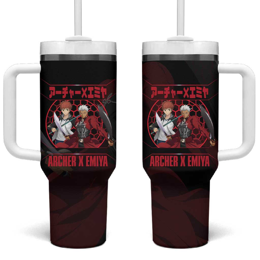 Archer Emiya Fate Stay Night Tumbler With Handle With Shadowfire Red Combat Spirit