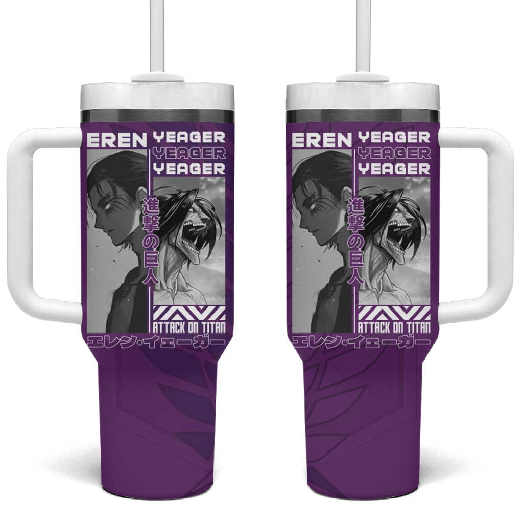 Attack On Titan Eren Yeager Tumbler With Handle Anime Manga Graphic