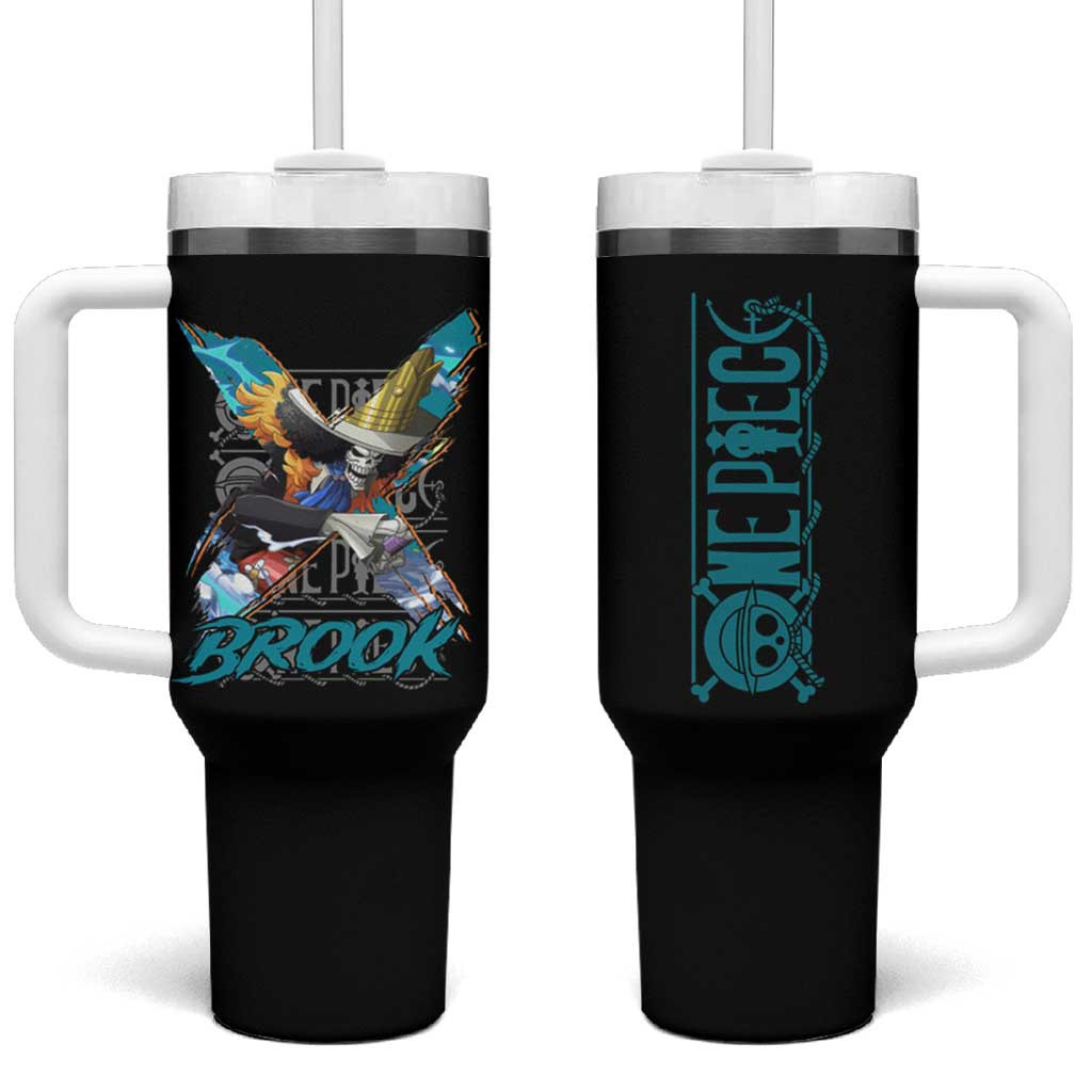 Brook One Piece Musical Skeleton Tumbler With Handle With Violin And Afro Anime Style