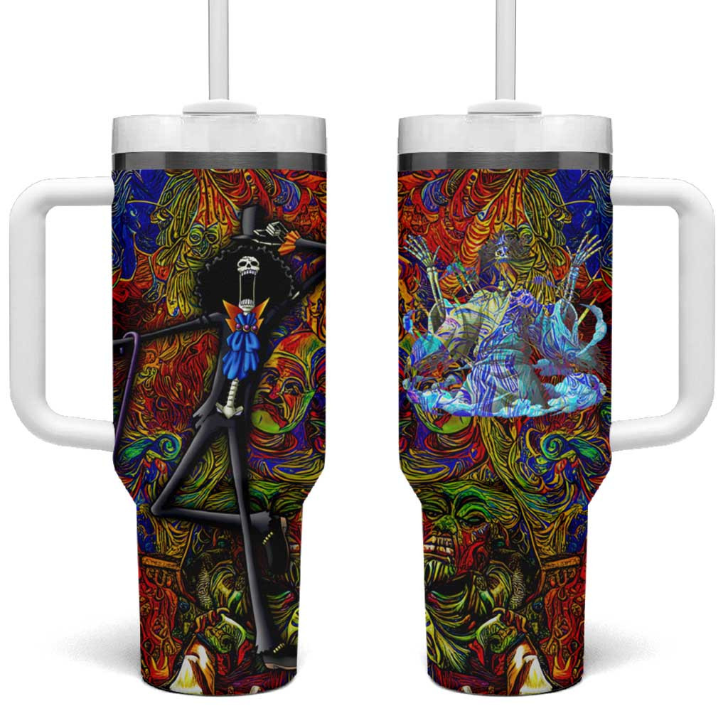 Brook One Piece Tumbler With Handle With Colorful Psychedelic Skeleton Background