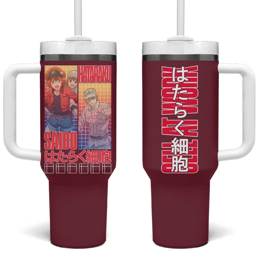 Cells At Work Tumbler With Handle And Educational Cell Characters In Japan Anime Style