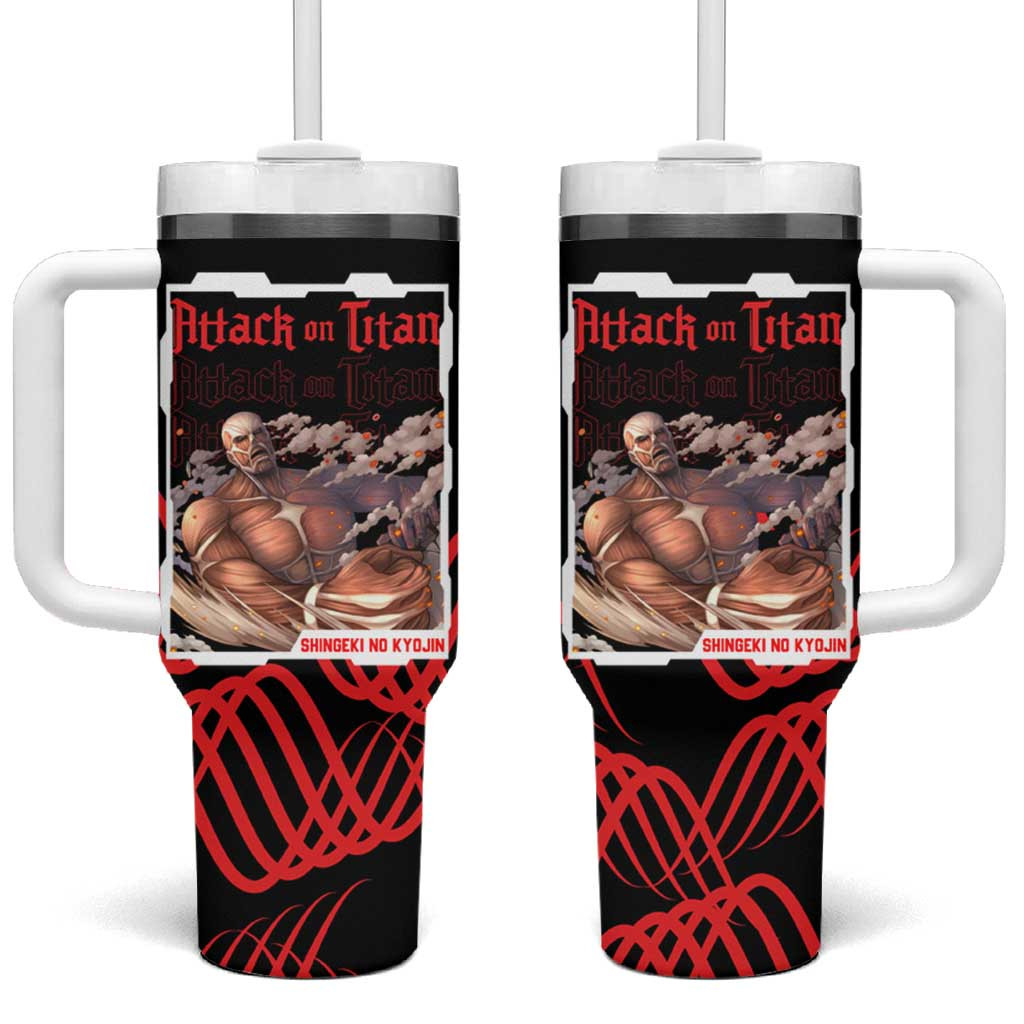 Colossal Titan Attack On Titan Tumbler With Handle With Red And Black Graphic Design