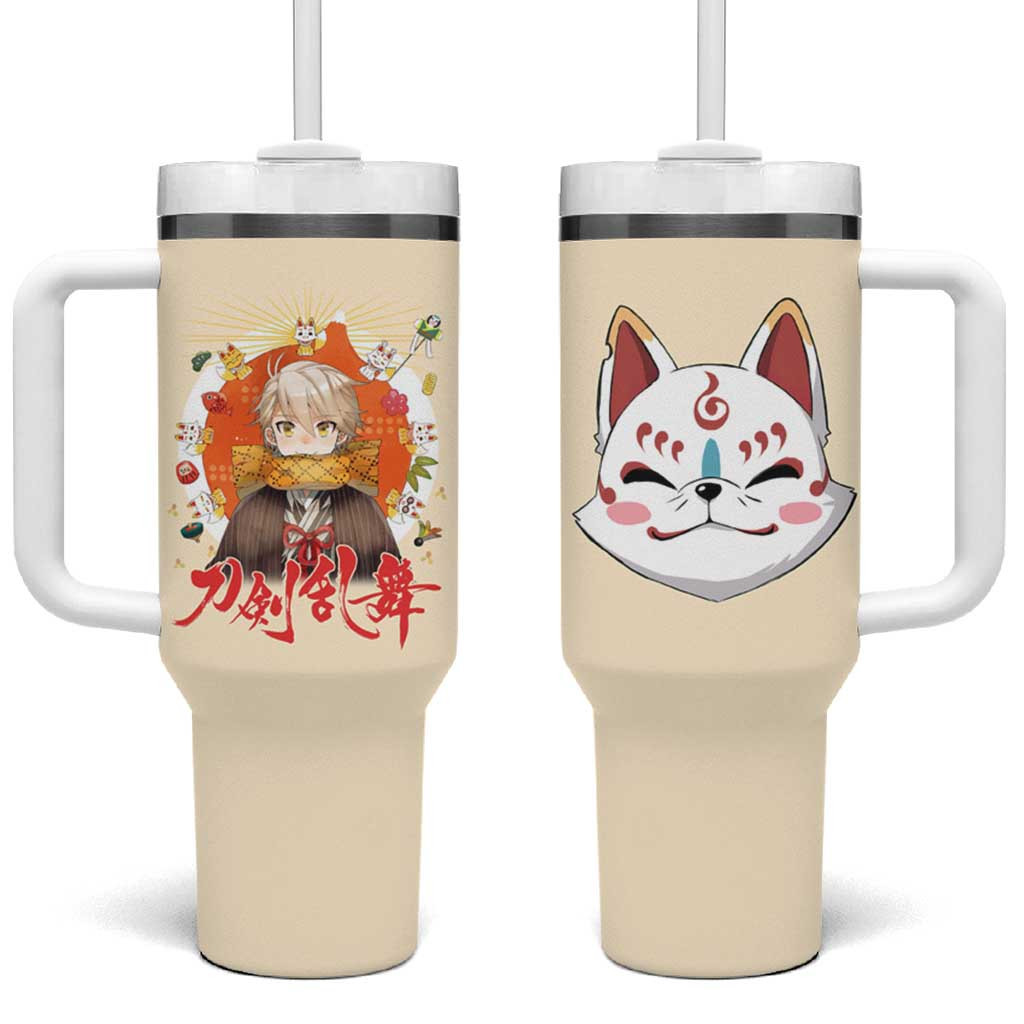 Cute Foxes Touken Ranbu Tumbler With Handle With Kitsune Characters In Japan Anime Style