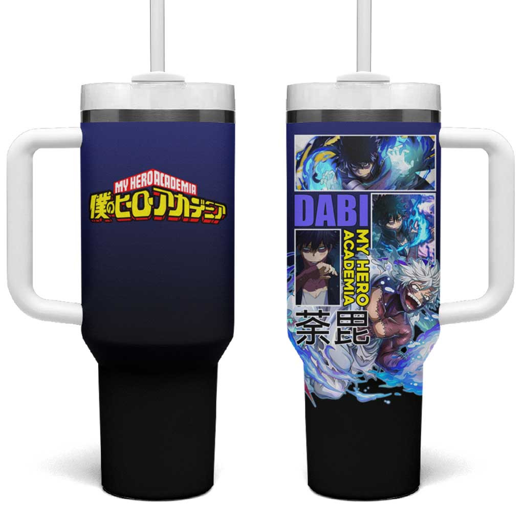 Dabi My Hero Academia Tumbler With Handle Blue Flame Villain Dark Gradient Style