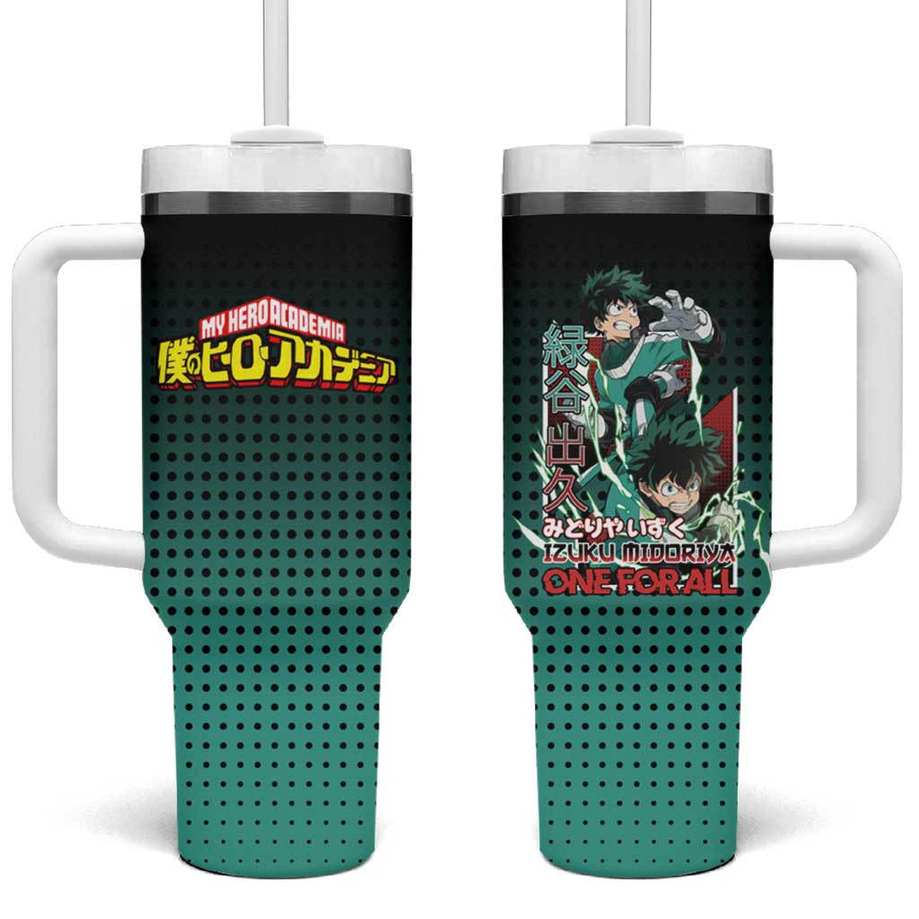 Deku My Hero Academia Tumbler With Handle With Emerald Energy Burst Design