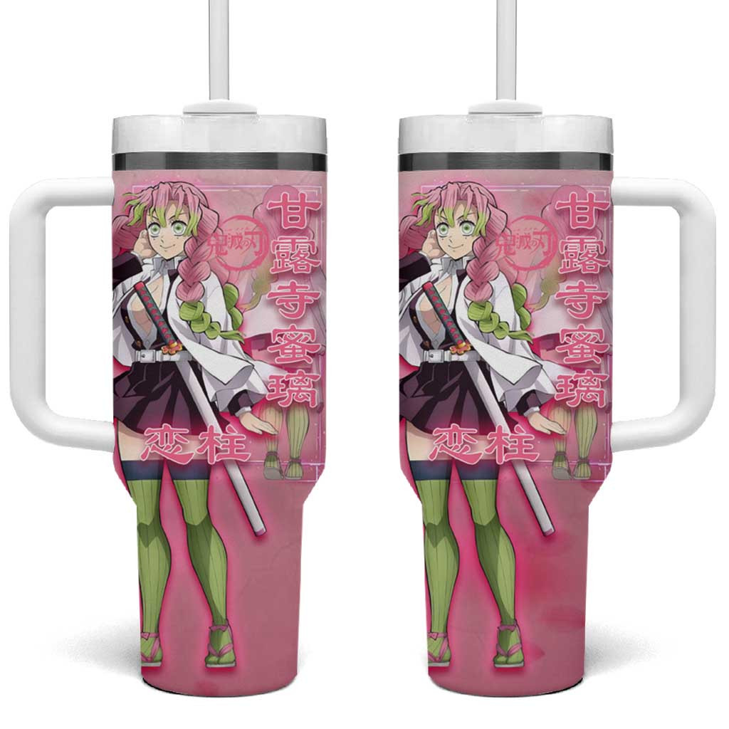 Demon Slayer Mitsuri Kanroji Tumbler With Handle With Love Hashira Pink Anime Design