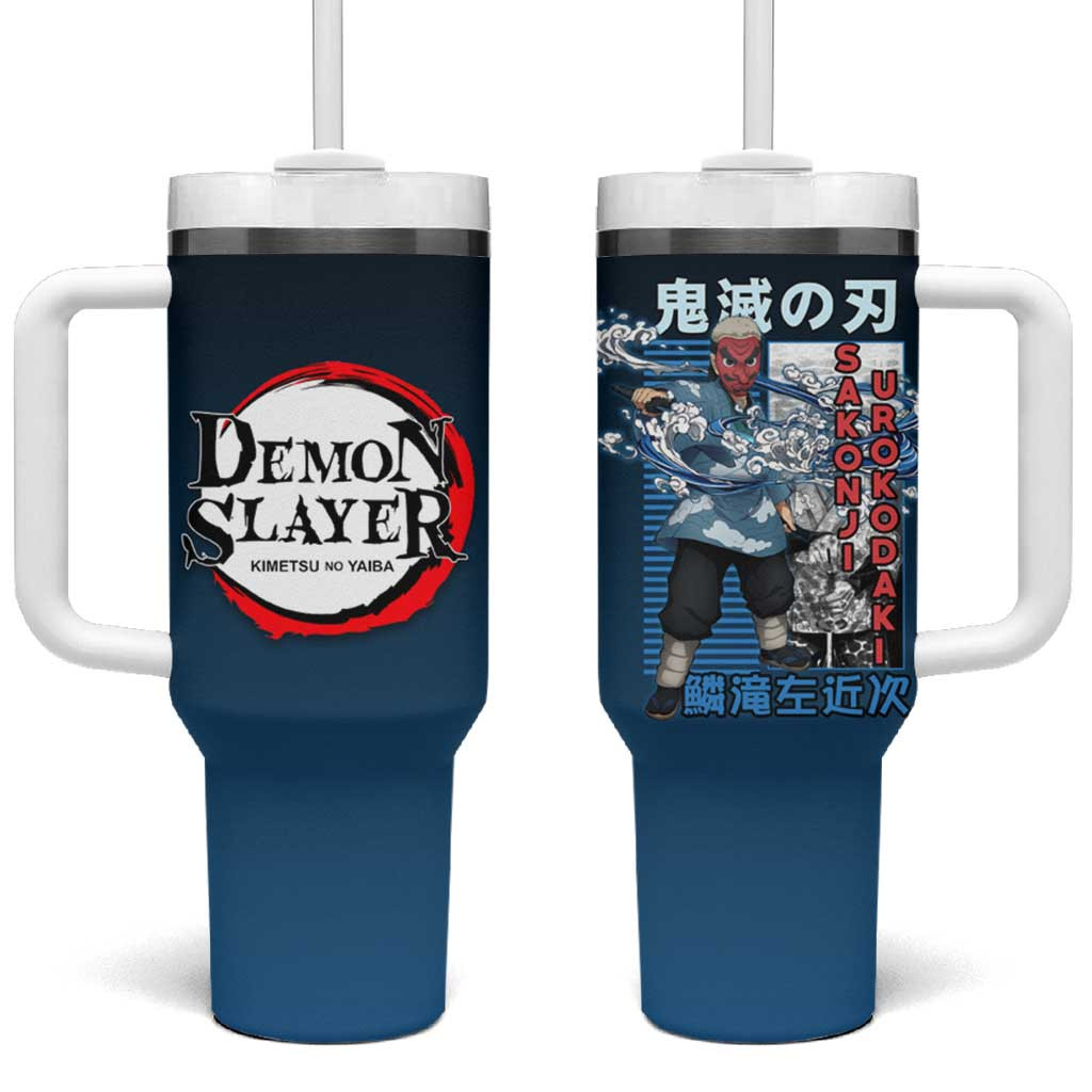 Demon Slayer Sakonji Urokodaki Tumbler With Handle With Blue Water Mist Anime Print