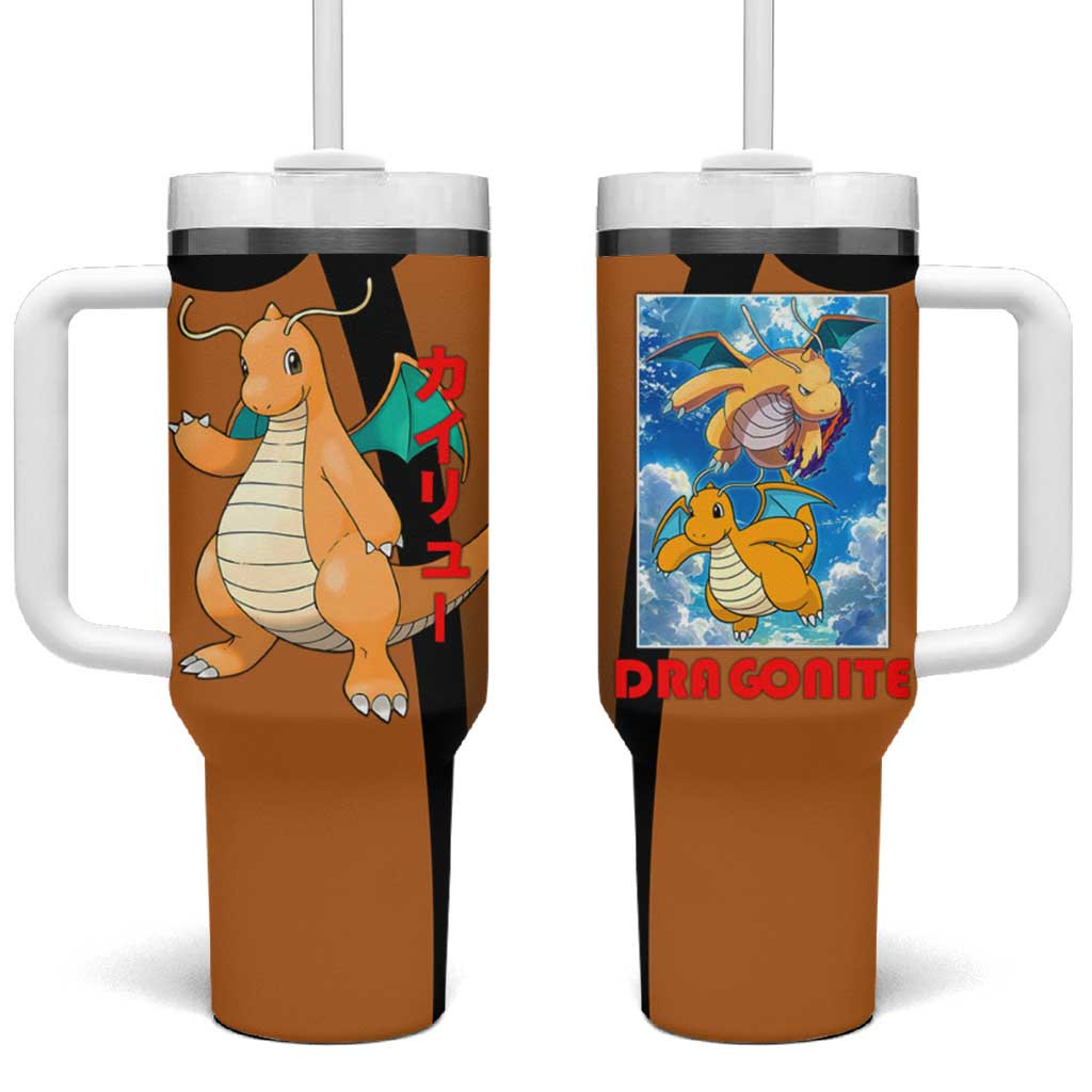 Dragonite Tumbler With Handle With Flying Scene And Dragon Type Design