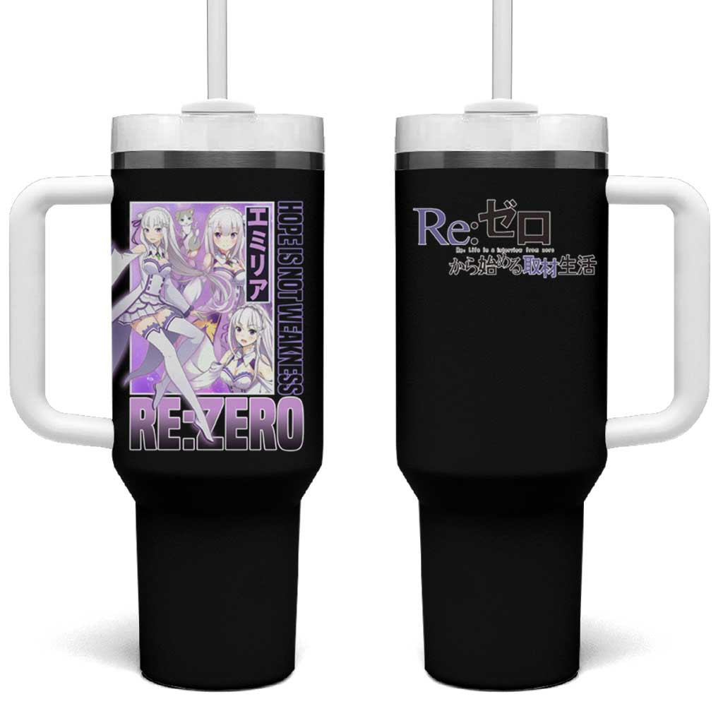 Emilia Re Zero Tumbler With Handle Rezero Spirit User Hopeful Heroine Design