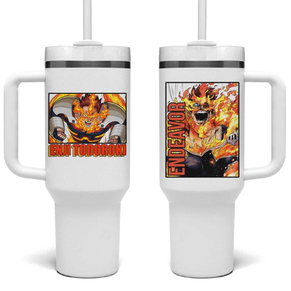 Endeavor My Hero Academia Tumbler With Handle With Blazing Fire Hero Presence