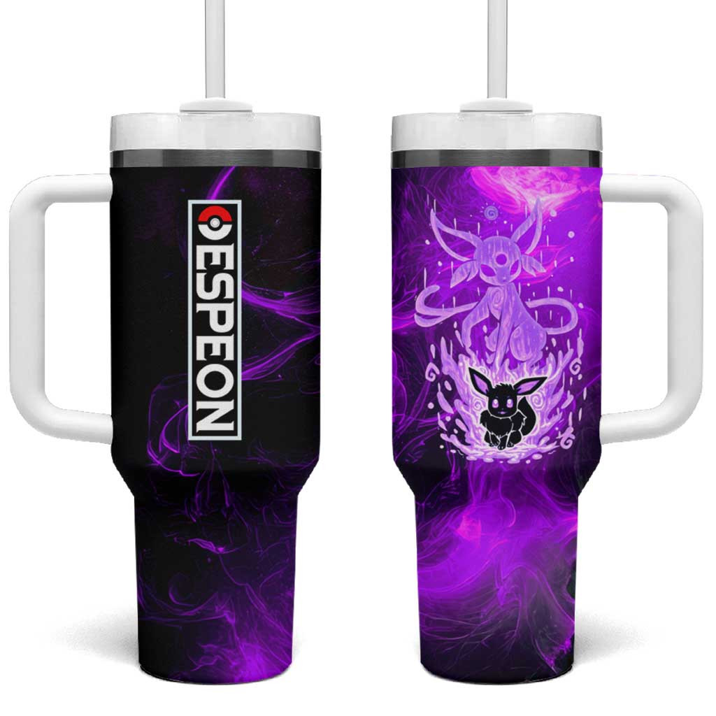 Espeon Purple Flame Tumbler With Handle With Shadow Design And Electric Aura