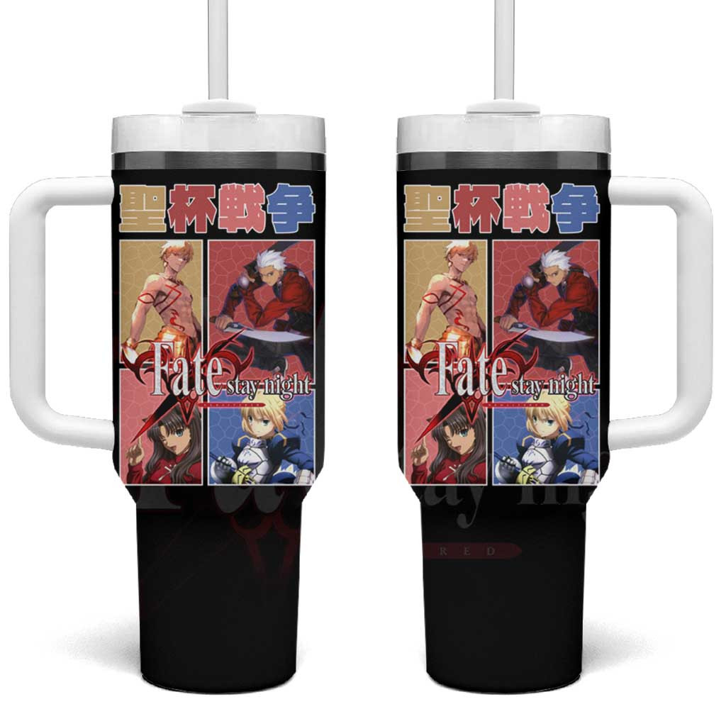Fate Stay Night Ensemble Tumbler With Handle With Classic Holy Grail War Design