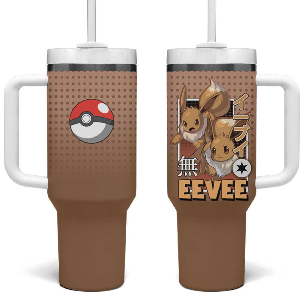 Featuring Eevee Character Tumbler With Handle With Pokeball And Japanese Text Design