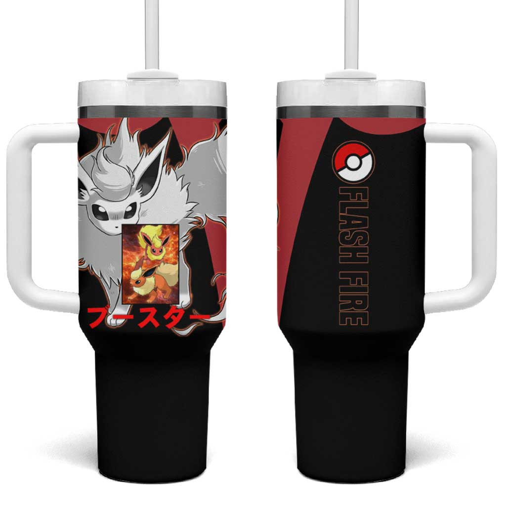 Flareon Tumbler With Handle With Crimson Flame Fire Evolution Spark
