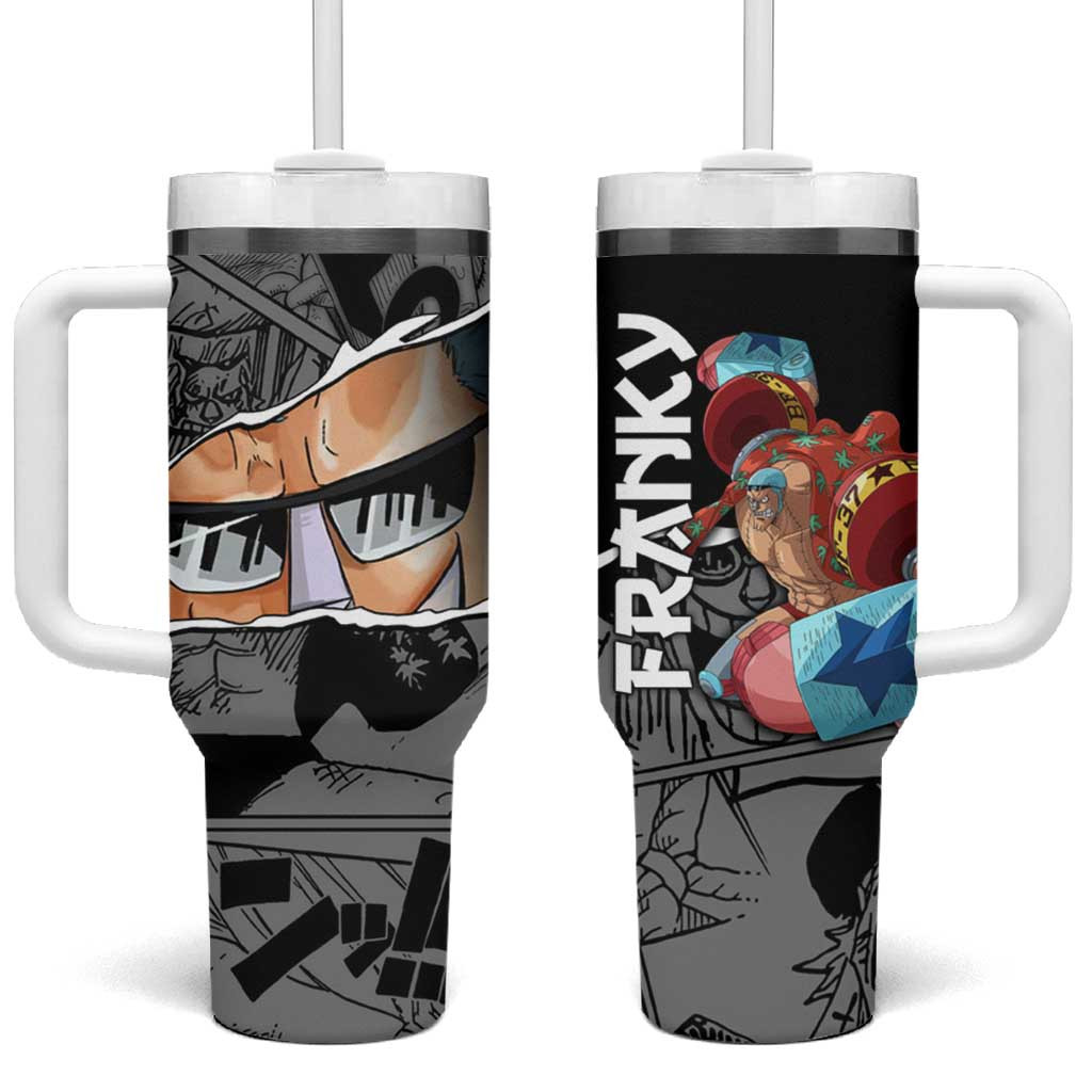 Franky One Piece Tumbler With Handle With Mechanical Design And Shipwright Cyborg Theme