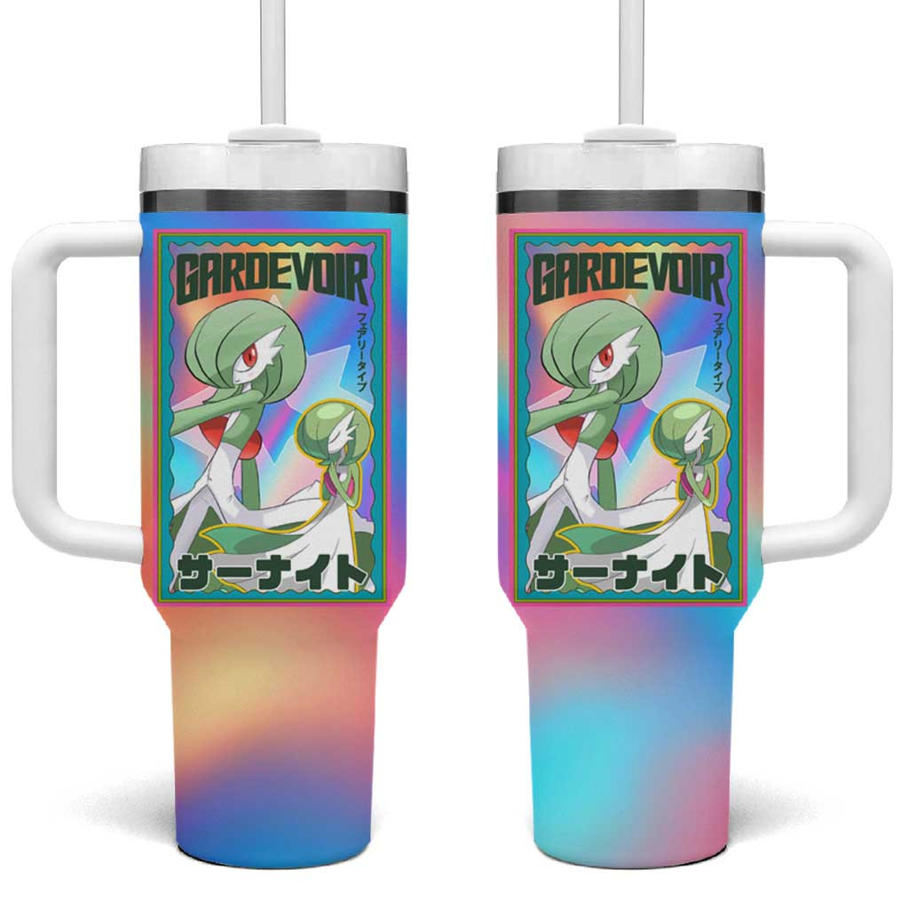 Gardevoir Poke Tumbler With Handle With Rainbow Pastel Fairy Aura Design